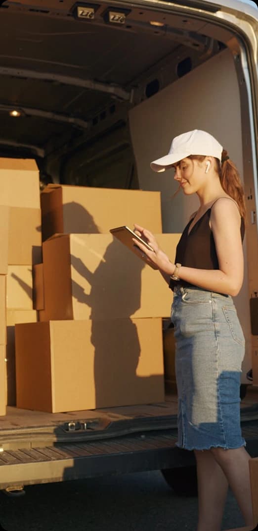 Logistics professional managing transport workflow Logistics professional managing transport workflow
